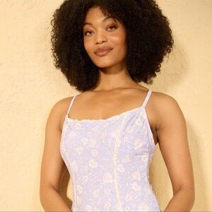 Paisley Print Cheeky One-Piece Swimsuit Periwinkle Blue